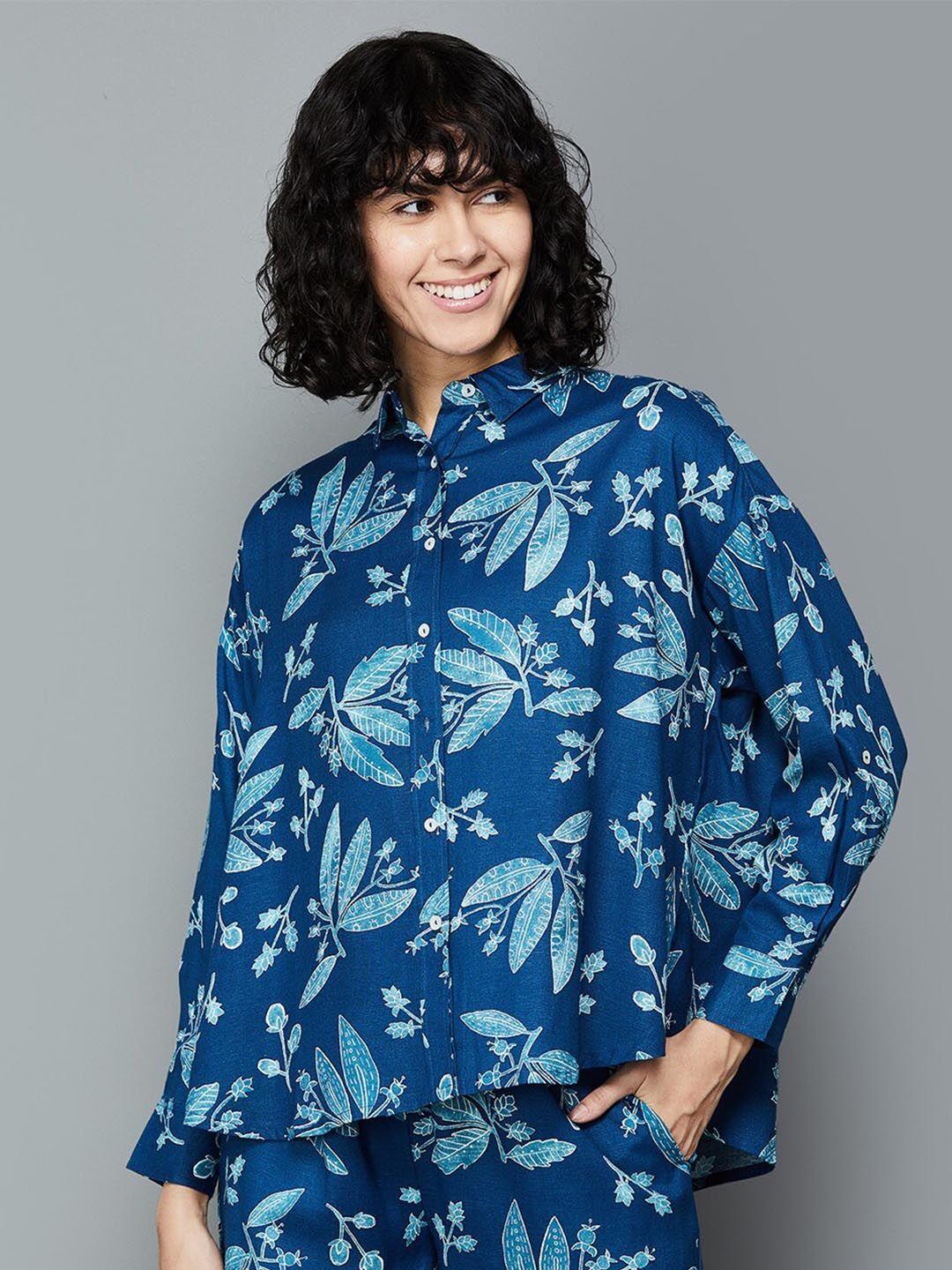 colour me by melange boxy floral printed casual shirt