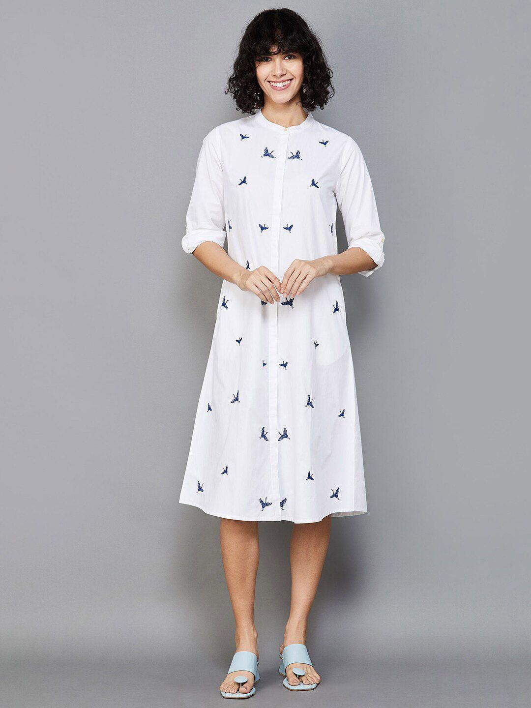 colour me by melange conversational printed cotton shirt dress