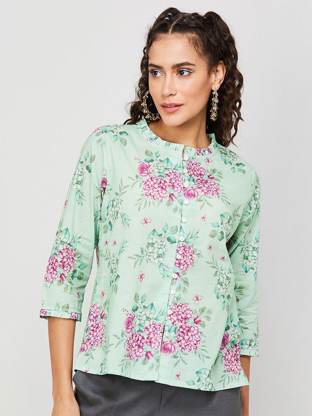 colour me by melange floral print cotton top