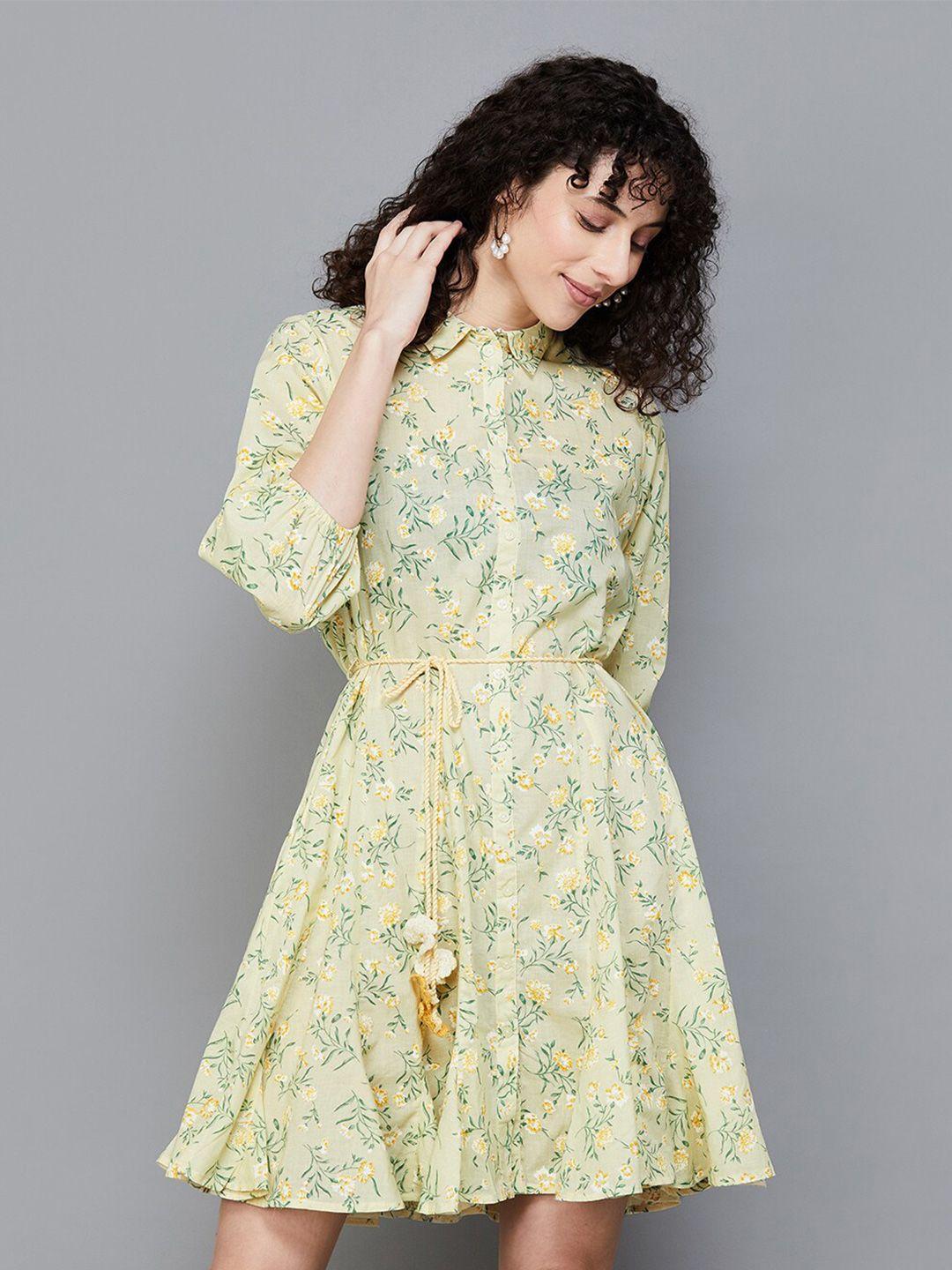 colour me by melange floral print shirt dress
