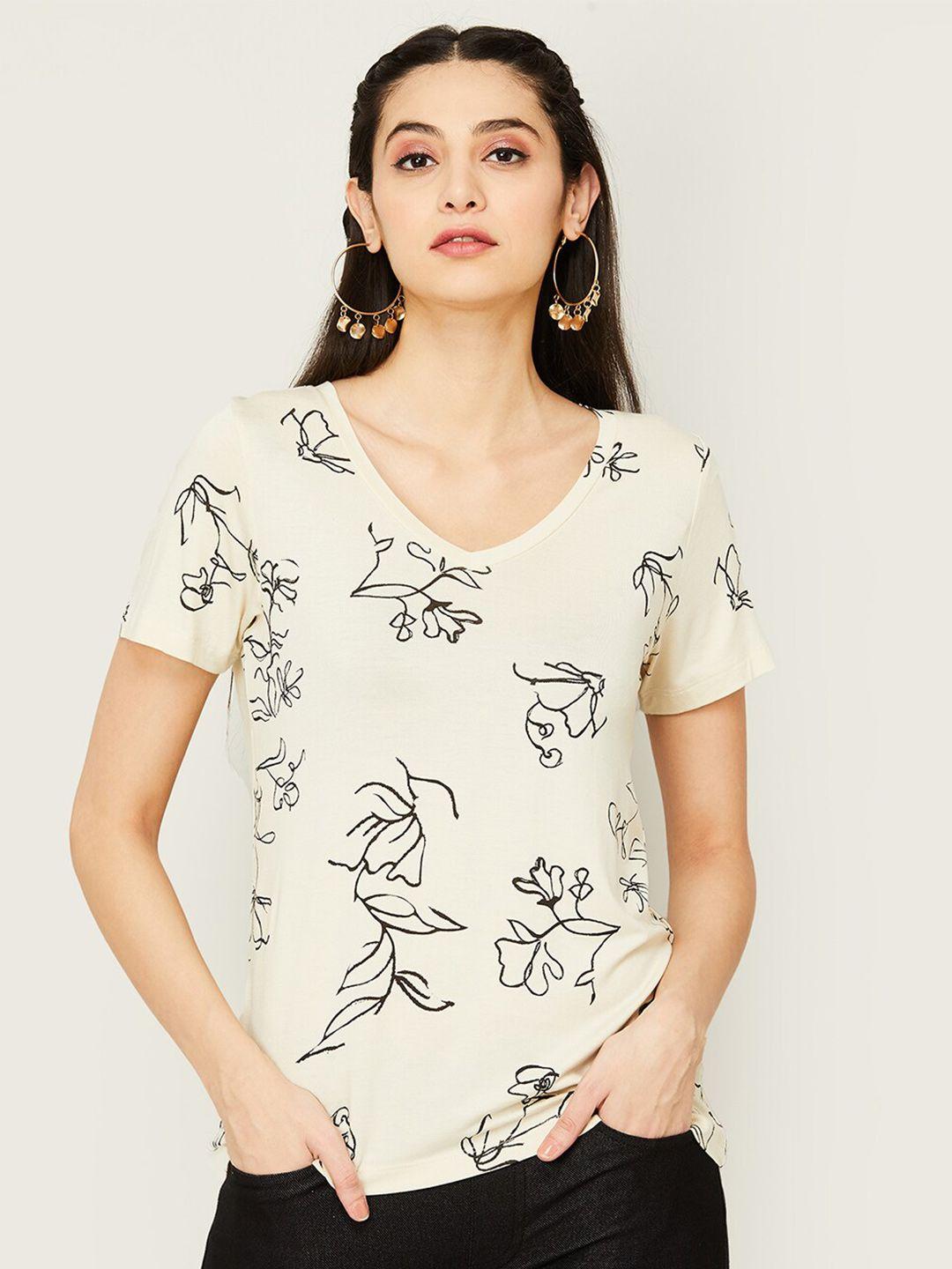 colour me by melange floral printed t-shirt