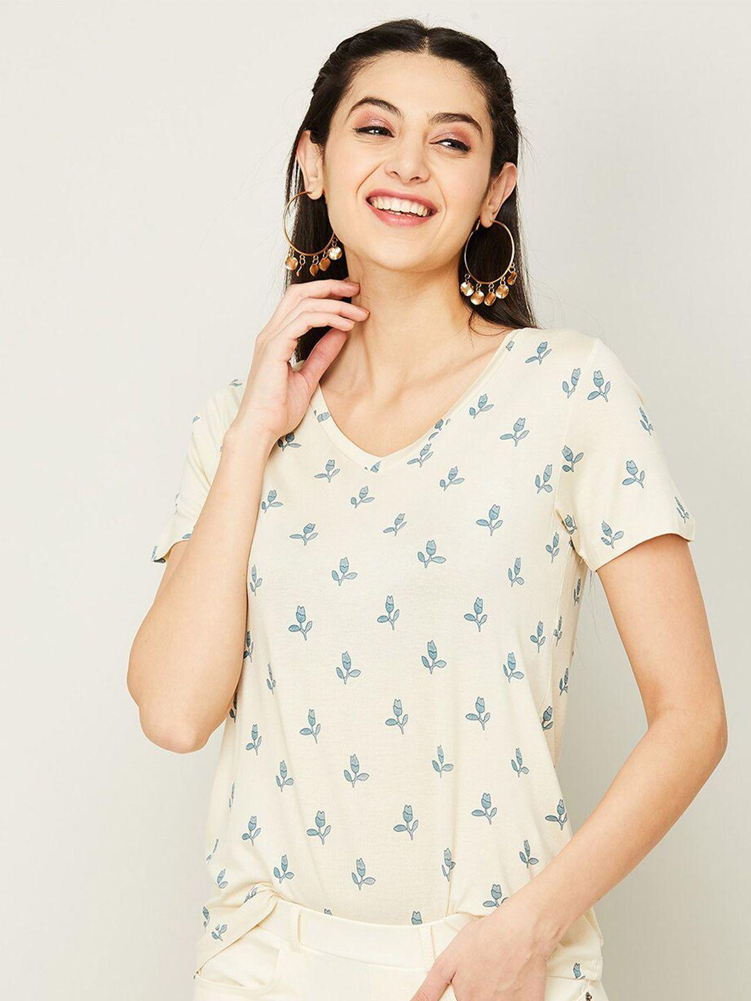 colour me by melange floral printed t-shirt