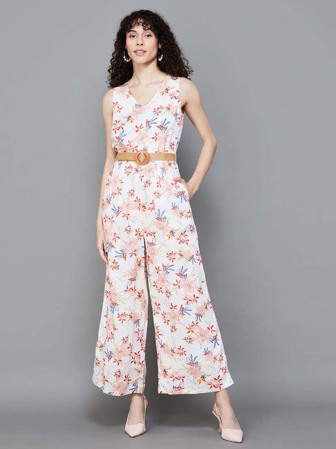 colour me by melange off-white printed jumpsuit