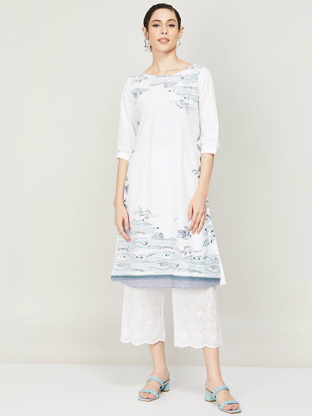 colour me by melange printed pure cotton tunic