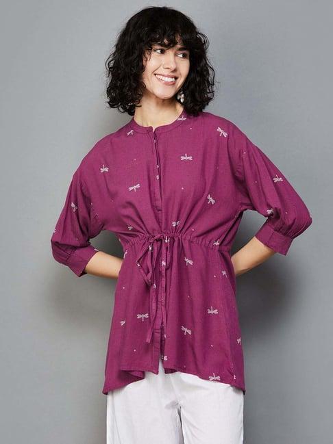 colour me by melange purple embroidered tunic