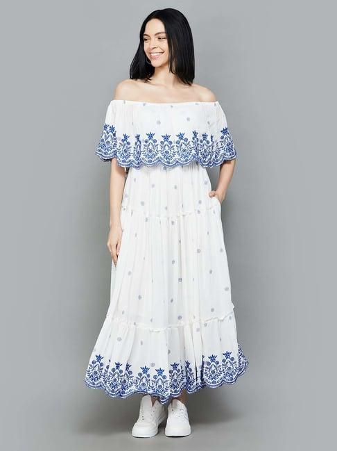 colour me by melange white embroidered maxi dress