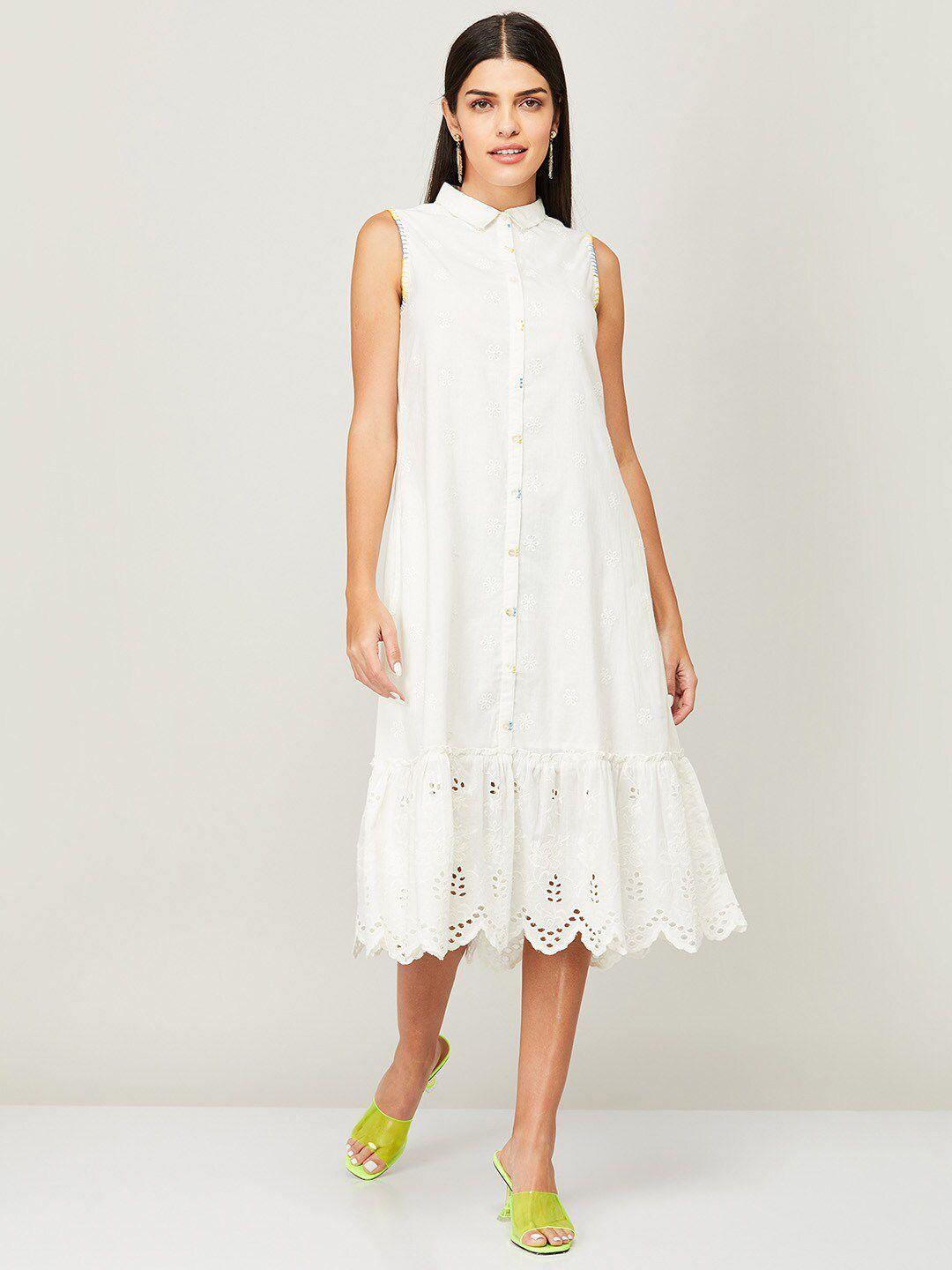 colour me by melange white shirt midi dress