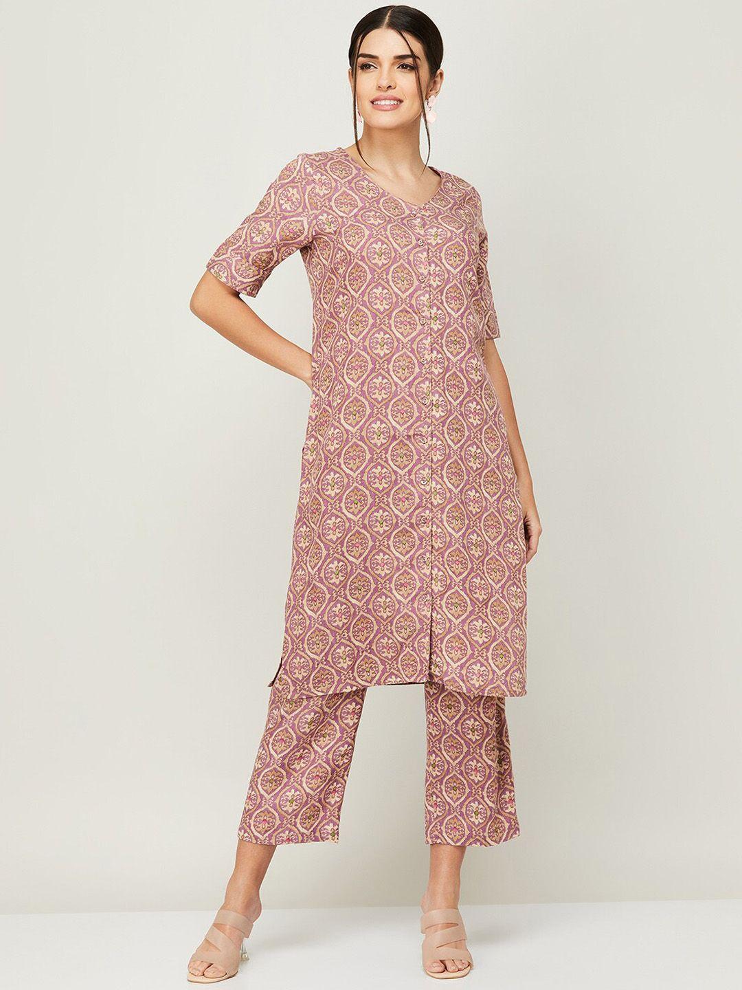 colour me by melange women floral printed kurta with trousers