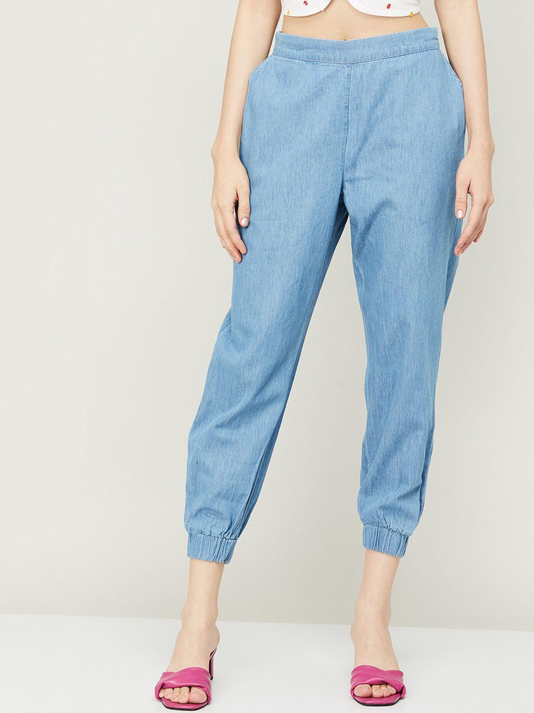 colour me by melange women mid-rise pure cotton joggers