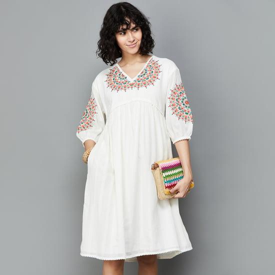 colour me women embroidered dress