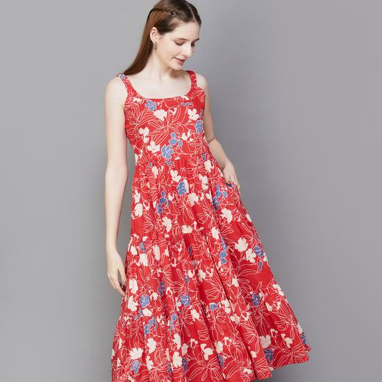 colour me women floral printed a-line dress