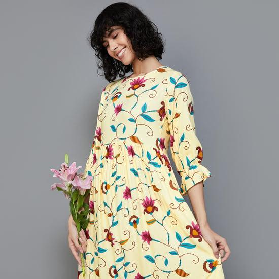colour me women floral printed a-line dress