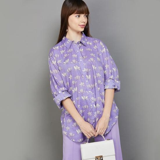 colour me women printed pure cotton casual shirt