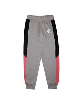 colourblock  joggers with waist tie-up