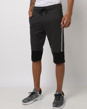 colourblock bermuda shorts with drawstring waist