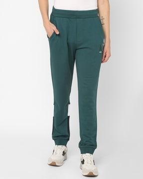 colourblock cuffed flat-front trousers