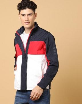 colourblock cut & sew zip-front jacket