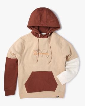 colourblock embroidered hoodie