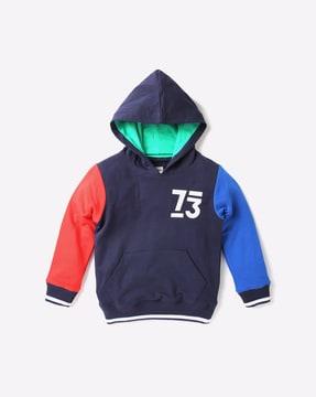 colourblock hoodie with insert pocket