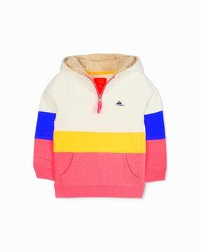 colourblock hoodie with kangaroo pockets