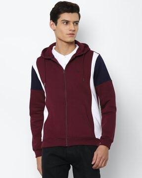 colourblock hoodie with split-kangaroo pockets