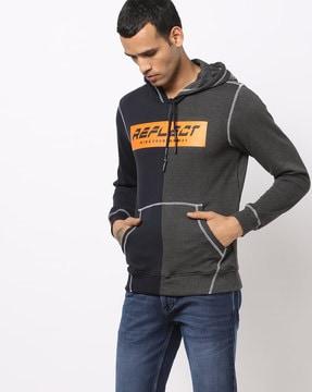 colourblock hoodie with typography