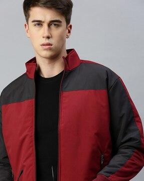 colourblock jacket with zip-front