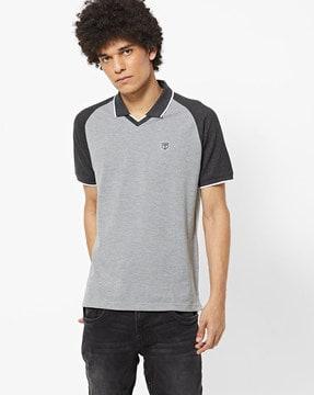 colourblock polo t-shirt with raglan sleeves