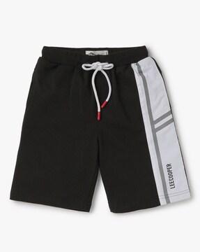 colourblock shorts with drawstring waist