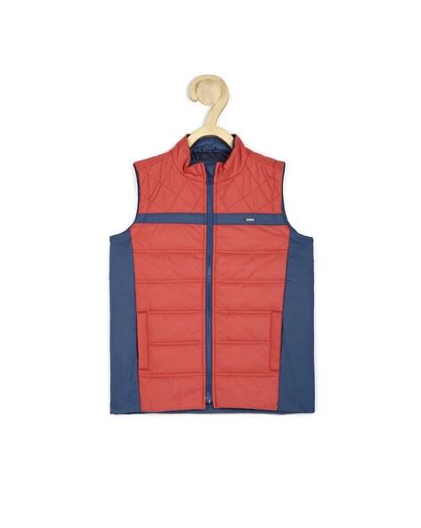 colourblock sleeveless zip-front puffer jacket
