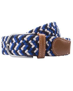 colourblock slim belt with braided detail