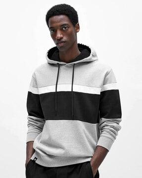 colourblock slim fit hoodie with drawstring