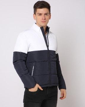 colourblock slim fit puffer jacket