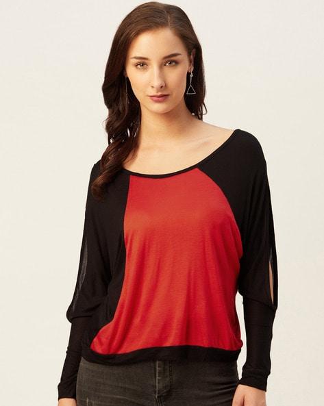 colourblock top with slit sleeves