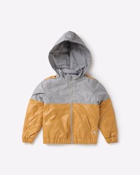 colourblock zip-front hoodie