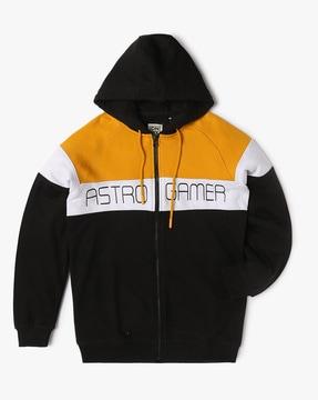 colourblock zip-front hoodie