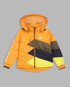 colourblock  zip-front hooded jacket