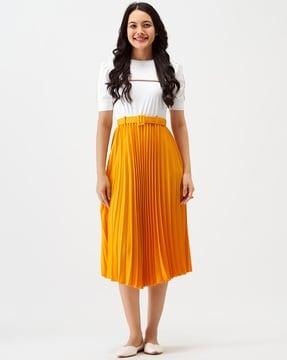 colourblock a-line dress with belt