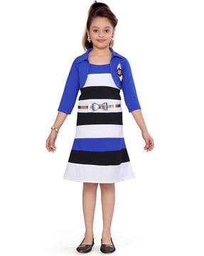colourblock a-line dress with over coat