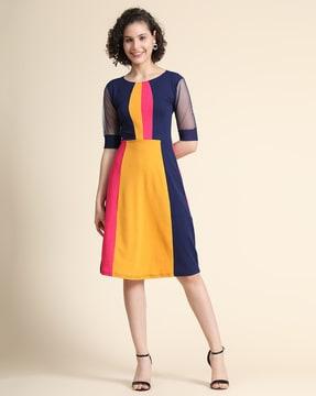 colourblock a-line dress