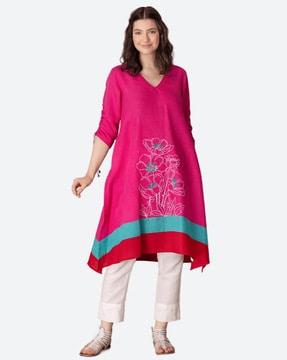 colourblock a-line kurta & pants set