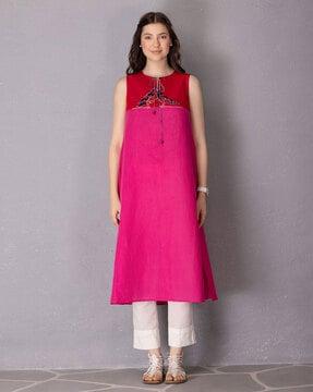 colourblock a-line kurta & pants set