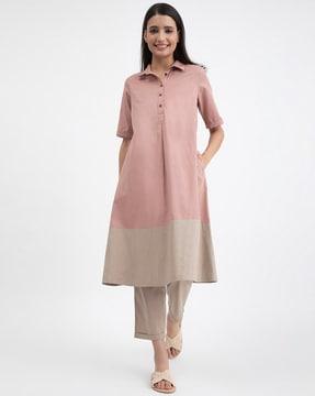 colourblock a-line kurta with insert pockets