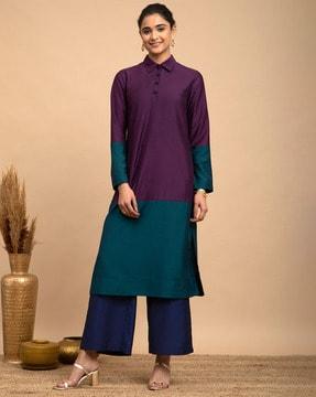 colourblock a-line silk kurta