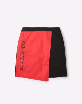 colourblock a-line skirt with elasticated waist