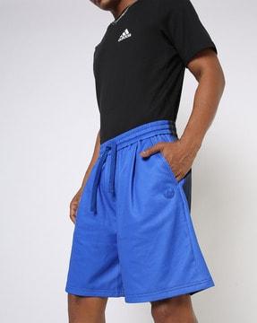 colourblock bermuda shorts with drawstring waist