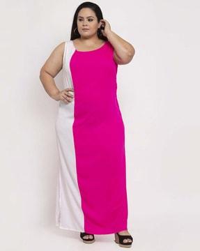 colourblock boat-neck a-line dress