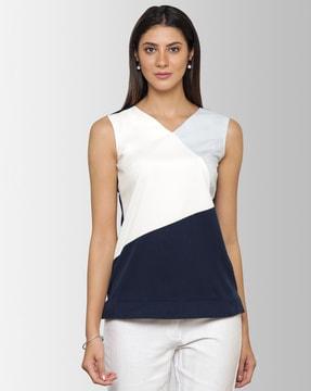 colourblock boat-neck top