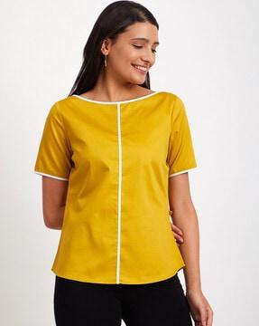 colourblock boat-neck top