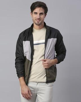 colourblock bomber jacket with slip pockets